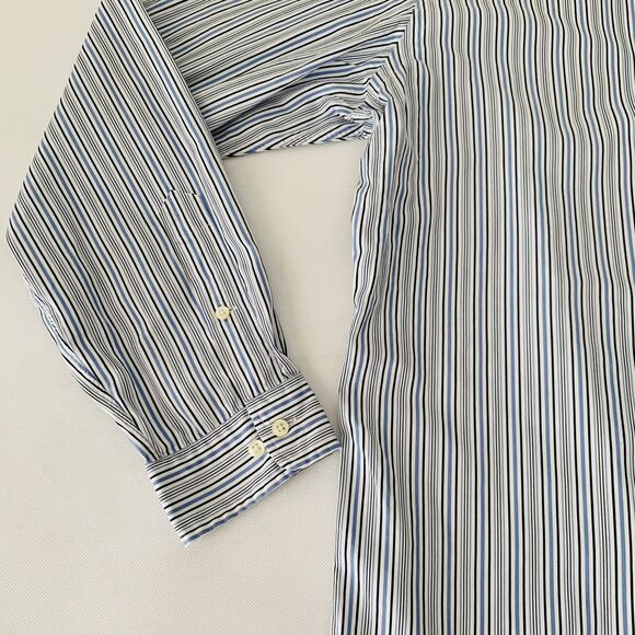 Ralph Lauren Shirt Mens 16 34/35 Classic Fit Blue White Striped Button Up Pony - Picture 5 of 8